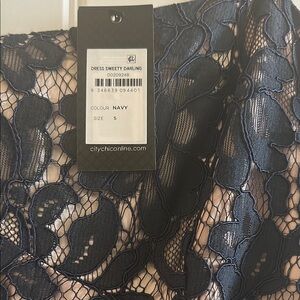 NWT City Chic Navy Lace Evening Dress 16W Midi Cocktail Formal Plus Size